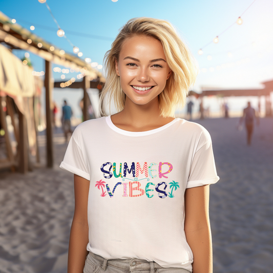 Summer Vibes Pink & Blue Palm Trees DTF Transfer