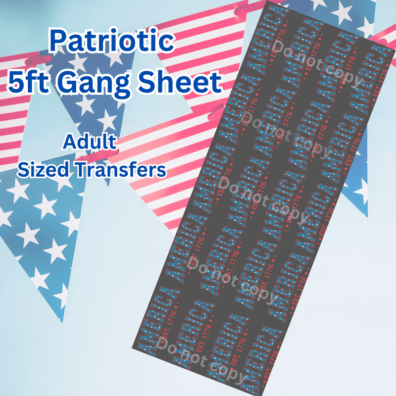 5ft  Patriotic America Gang Sheet