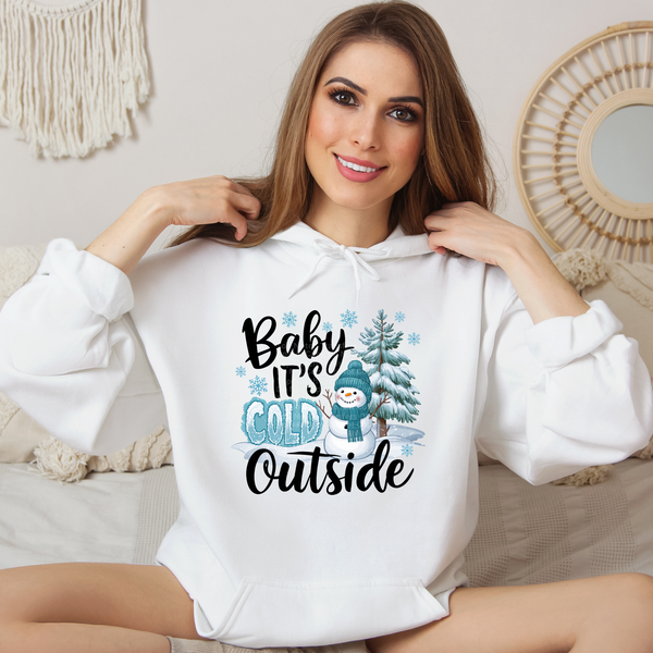 Baby It's Cold Outside Blue & White Snowman DTF Transfer