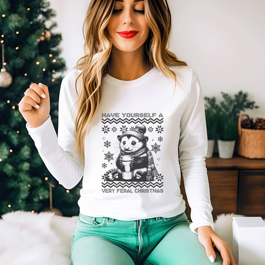 Have Yourself a Very Feral Christmas - Opossum DTF Transfer