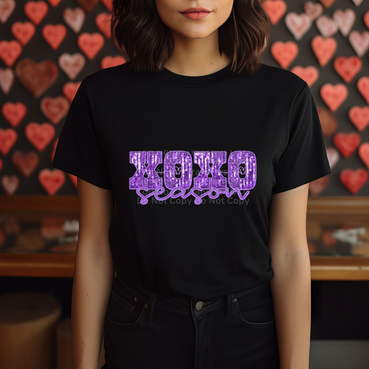 XOXO Season Purple Faux Sequin DTF Transfer