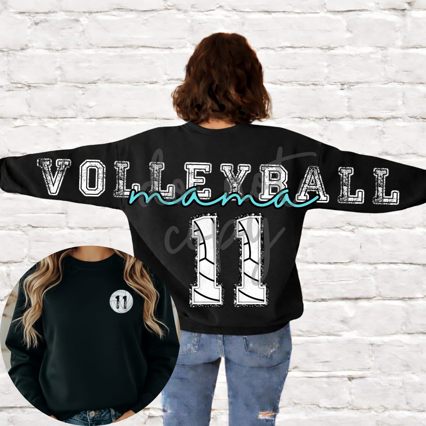 Custom Sports Mama Across the Back & Front pocket DTF Transfer “Leave Custom info in checkout notes- number, name for pocket, for cheerleading- 2 colors and glitter or no glitter on the Pom”