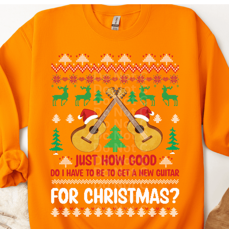 Guitar Ugly Christmas Sweater DTF Transfer