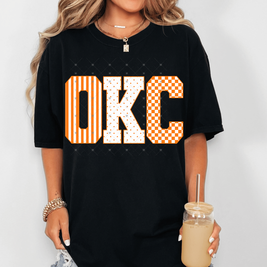 OKC White & Orange DTF Transfer