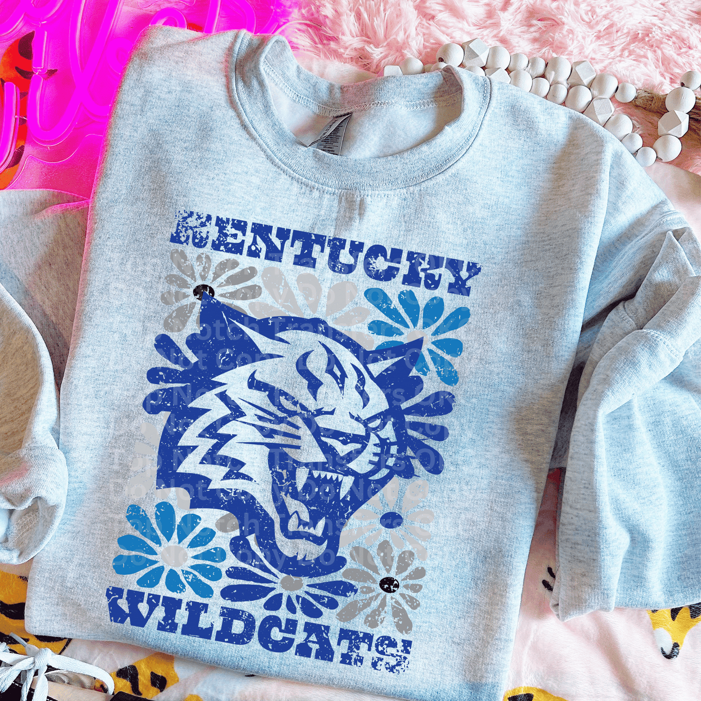 K Wildcats Floral DTF Transfer