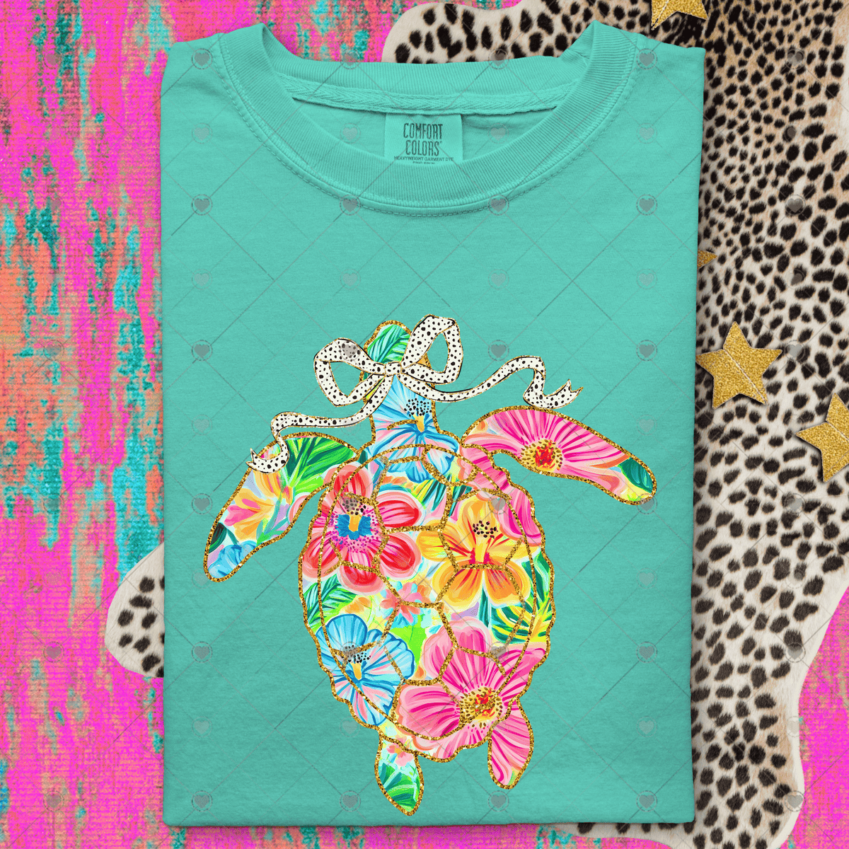 Floral Turtle DTF Transfer