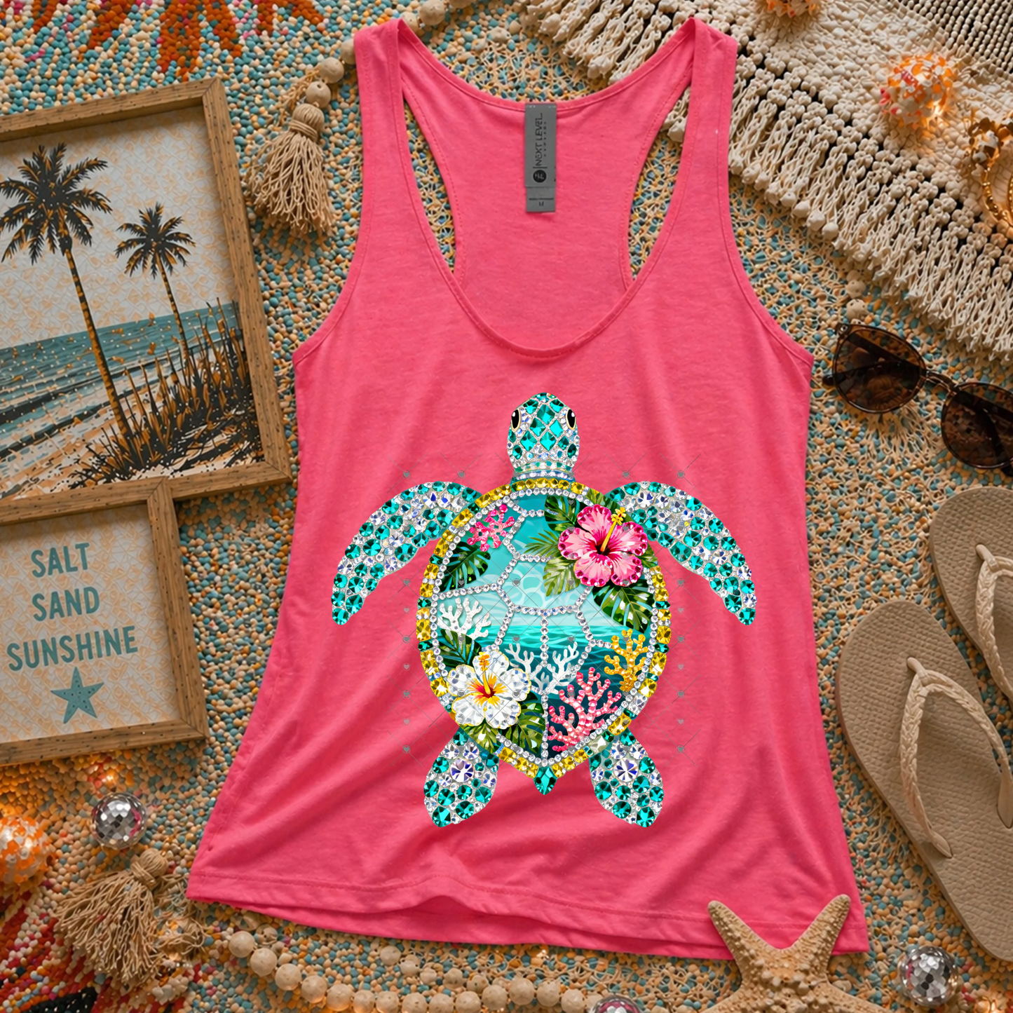 Faux Rhinestone Sea Turtle DTF Transfer