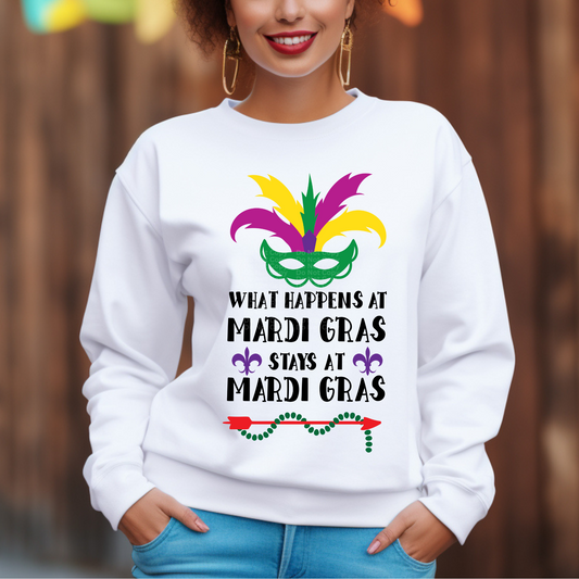 What happens at Mardi Gras, Stays at Mardi Gras DTF Transfer