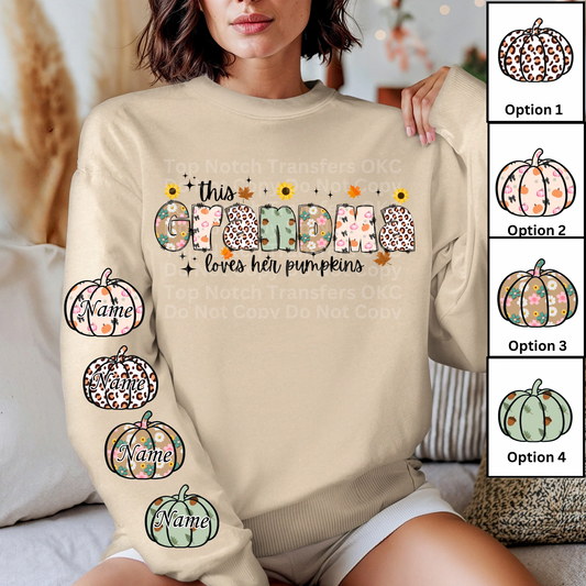 Custom This Grandma loves her pumpkins DTF Transfer “Leave name for pumpkin sleeve in checkout notes”