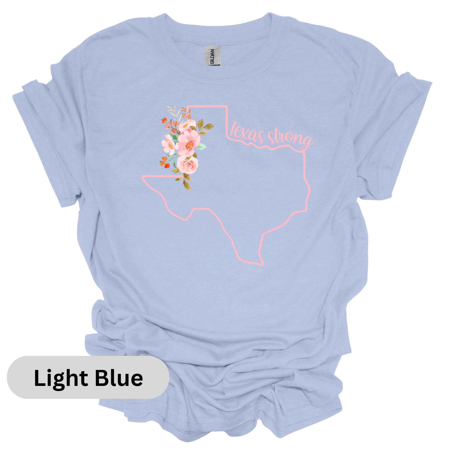 Pray for Texas Pink Outline Floral T-Shirt