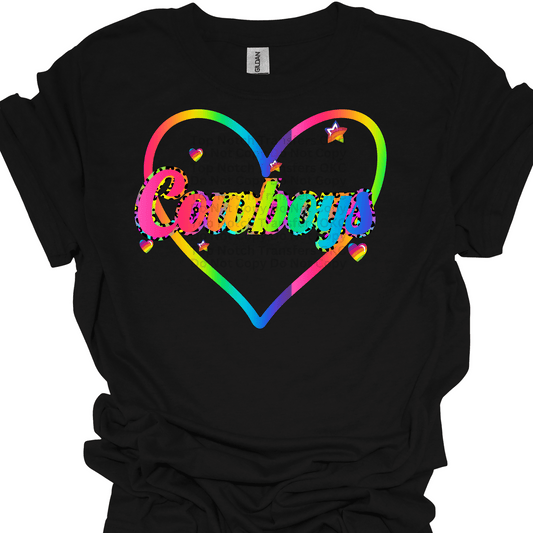 Rainbow Cowboys Heart DTF Transfer