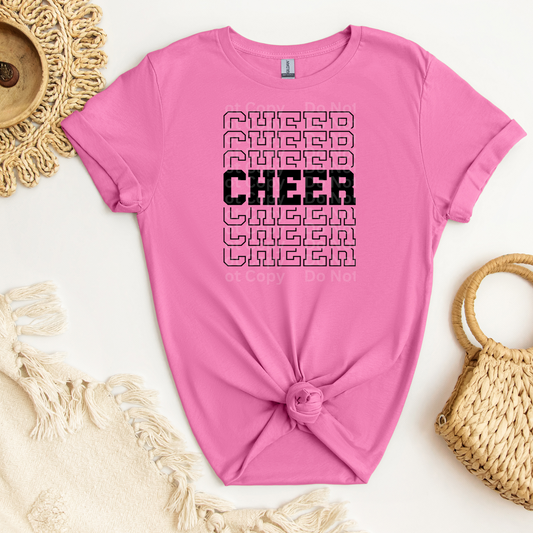 Cheer Repeat Black DTF Transfer