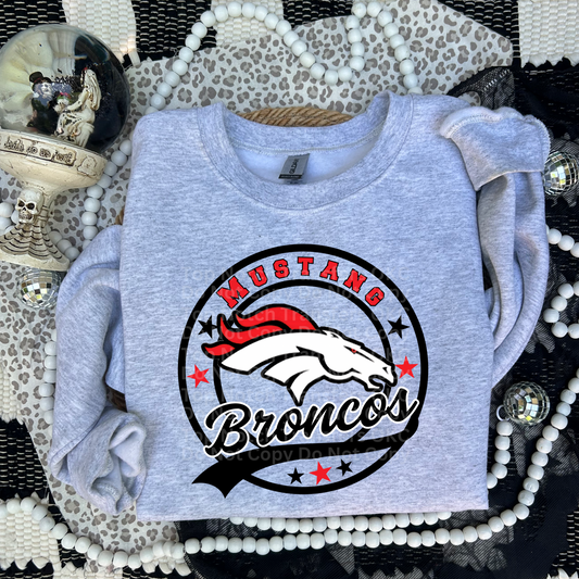 Custom- Mascot Circle w/ Stars DTF Transfer (*Leave Mascot, School and Colors in Checkout Notes. Email PNG file of Mascot to Topnotchtransfersokc@gmail.com with order number)