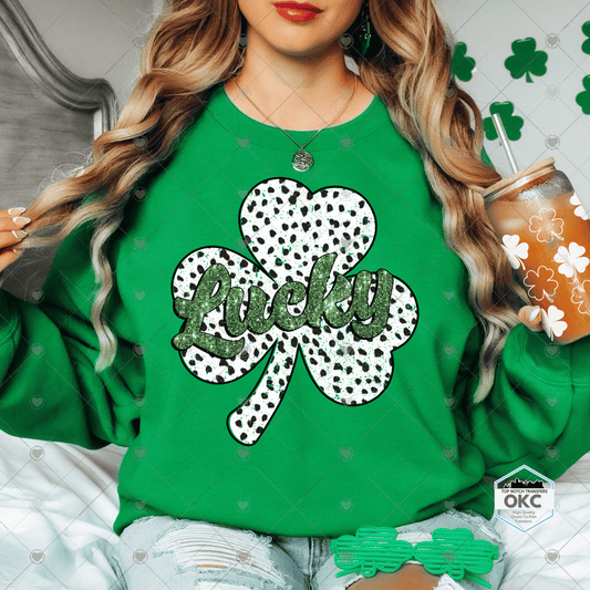 Lucky Dalmatian Print Shamrock DTF Transfer