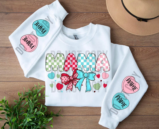 Mama of Both Valentines DTF Transfer “Leave name for sleeve hearts in checkout notes”