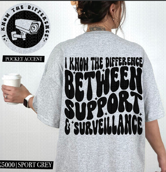Support & Surveillance Black DTF Transfer