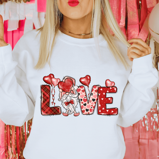 LOVE Gnome and Heart Balloons DTF Transfer