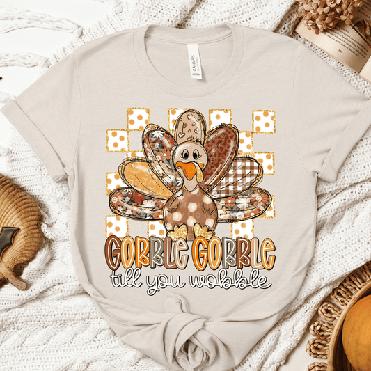 Gobble Gobble Til You Wobble Turkey DTF Transfer