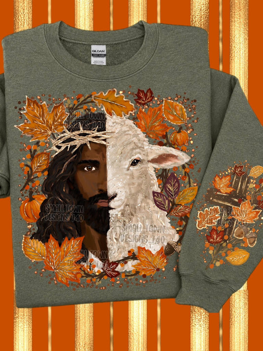 Fall Black Jesus/Lamb DTF Transfer