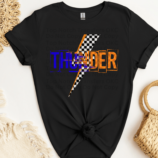 Thunder Checkered Bolt DTF Transfer