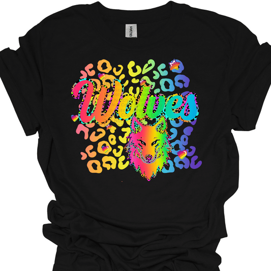Rainbow Wolves Leopard Print DTF Transfer