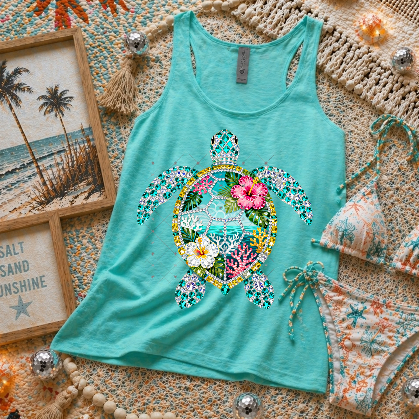 Faux Rhinestone Sea Turtle DTF Transfer