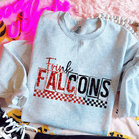Frink Falcons Red Glitter/Black DTF Transfer