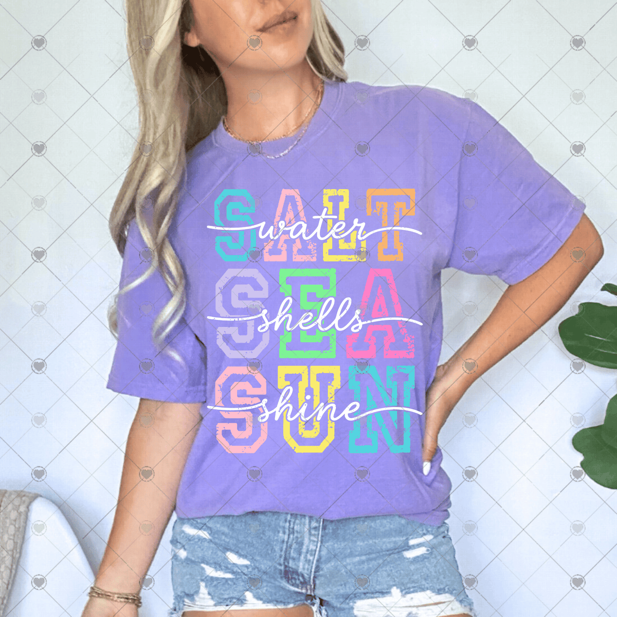 Salt Sea Sun white text DTF Transfer