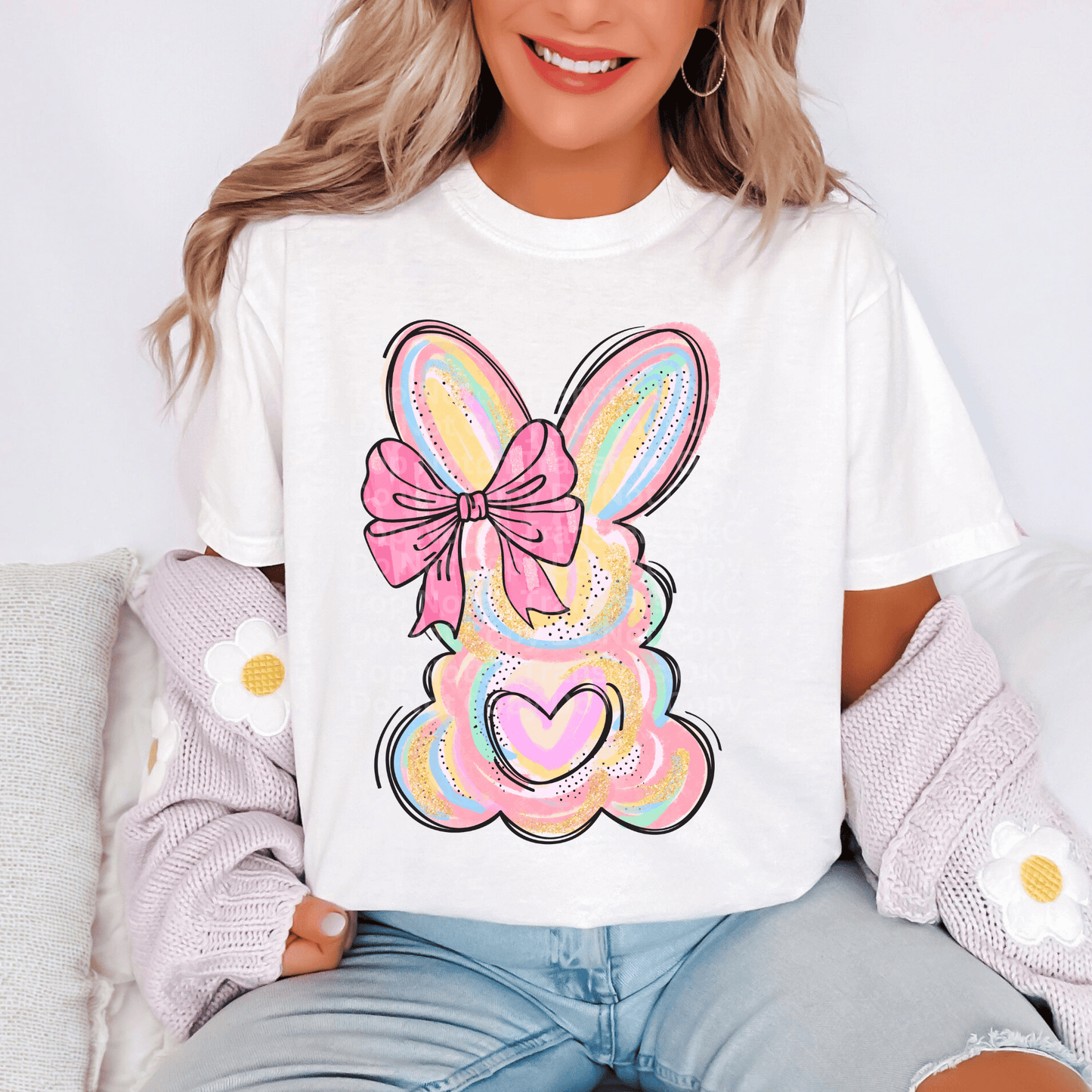 Bunny w/ Bow DTF Transfer