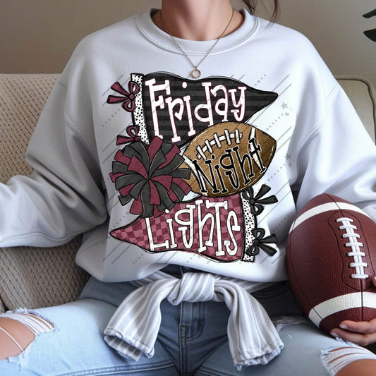 Friday Night Lights Black/Maroon DTF Transfer