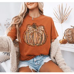 Thankful Grateful Blessed Pumpkin with Leopard Bow DTF Transfer