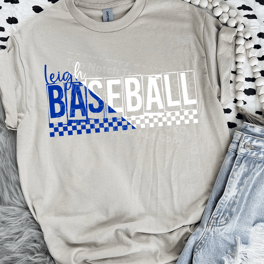 Leigh Baseball Blue/White DTF Transfer