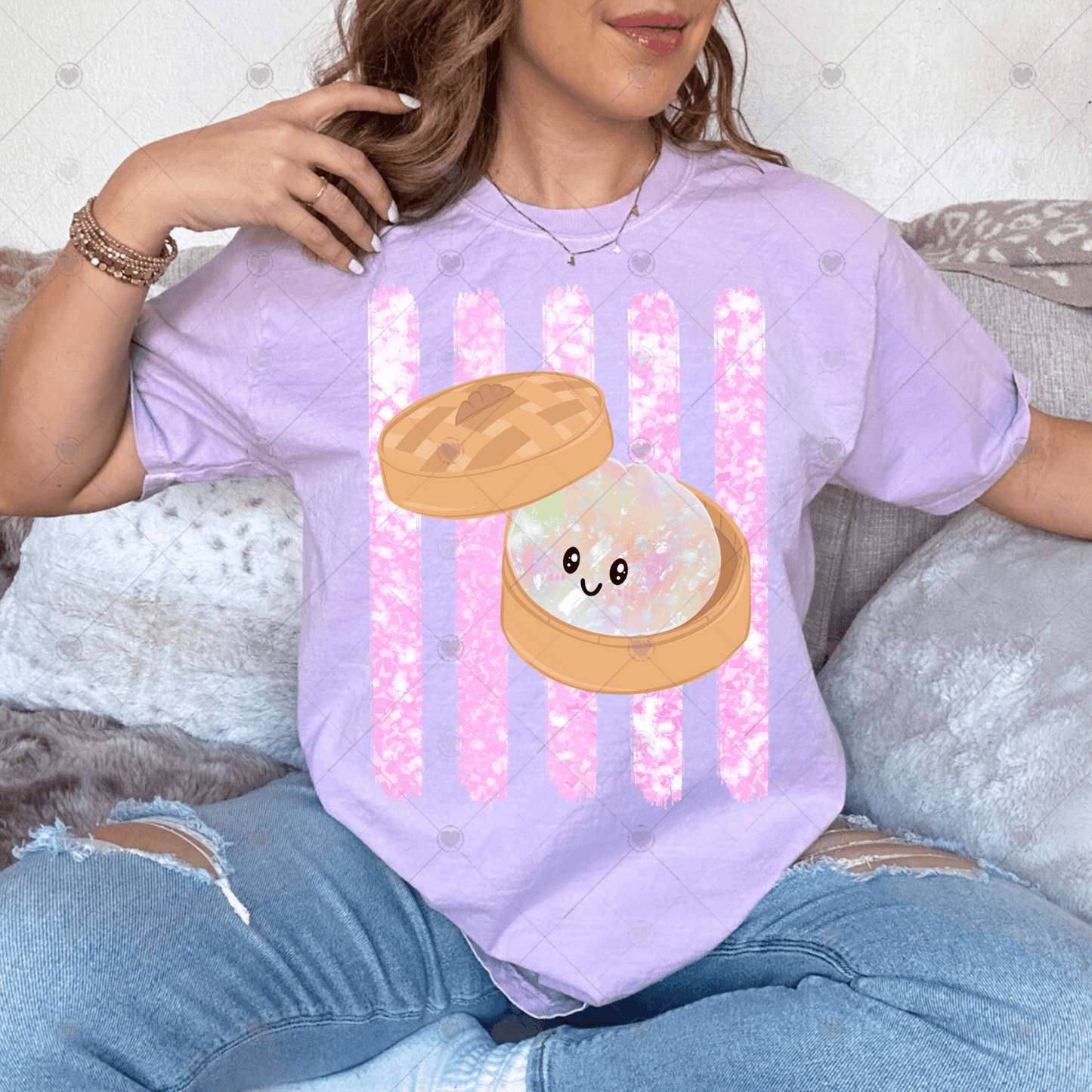 Glimmer Dumpling Pink Stripes DTF Transfer