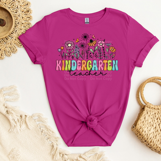 Kindergarten Teacher Floral/Dots DTF Transfer