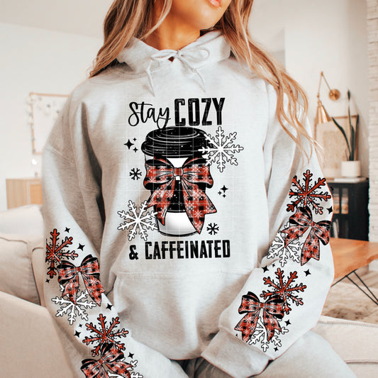 Stay Cozy & Caffeinated *Optional long sleeve design* DTF Transfer