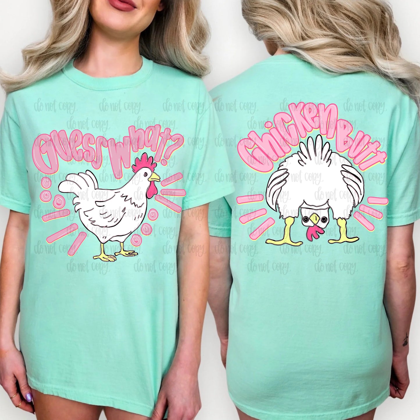 Guess What, Chicken Butt Front & Back Pink DTF Transfer