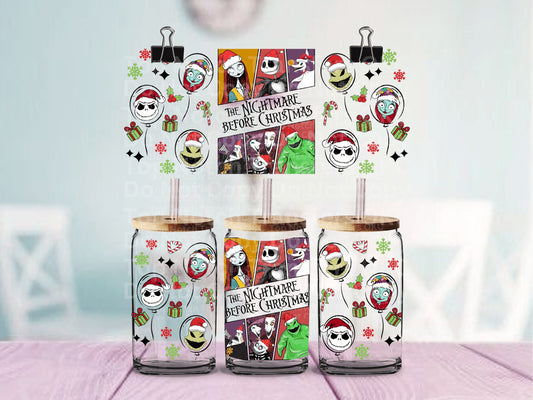 Nightmare Christmas UV DTF 16oz Cup Wrap