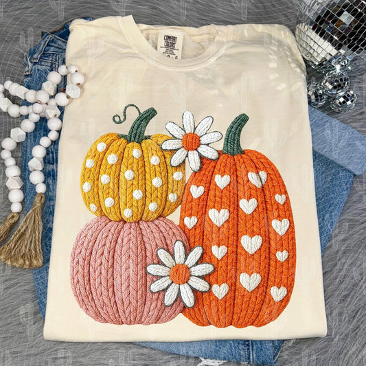 RTS ADULT Faux Yarn Pumpkins DTF Transfer