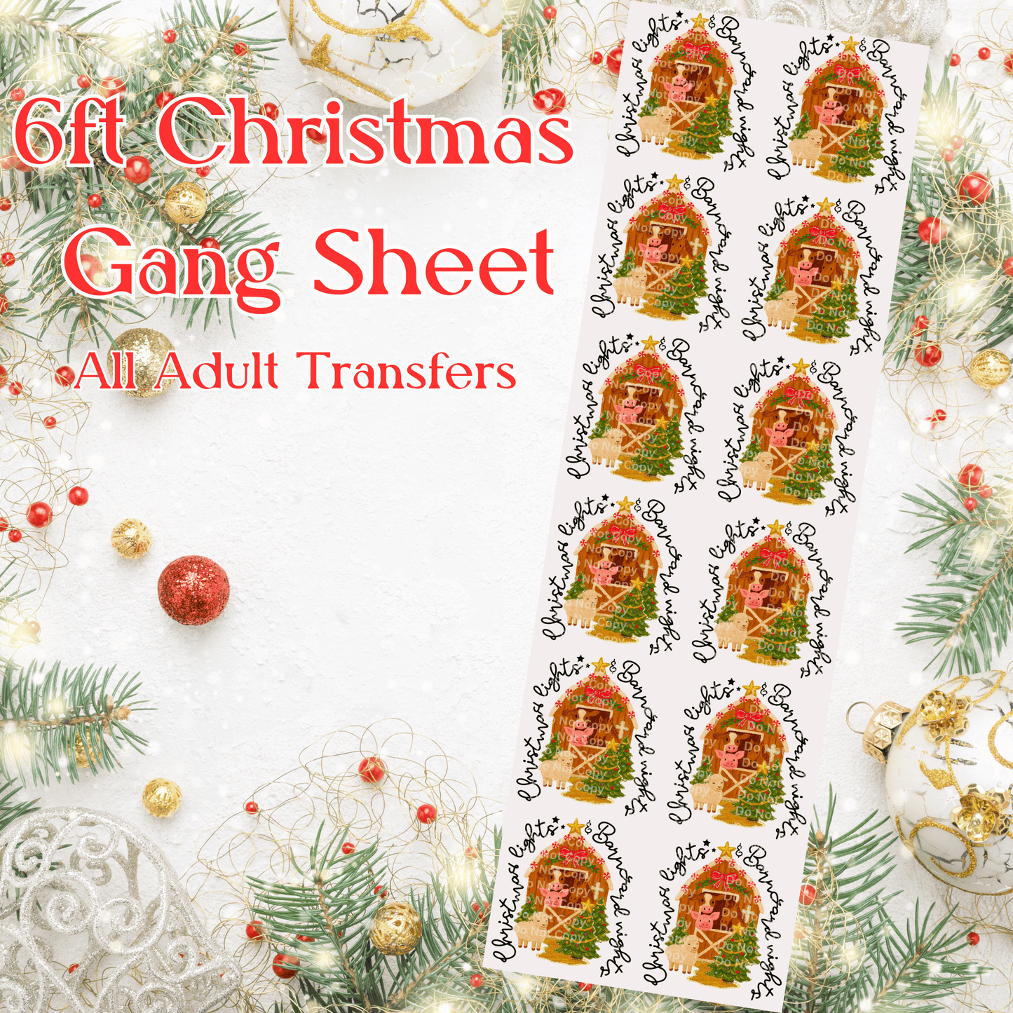 6ft Christmas Barnyard Gang Sheet