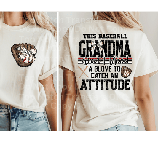 This Baseball Grandma w/ Bow DTF Transfer