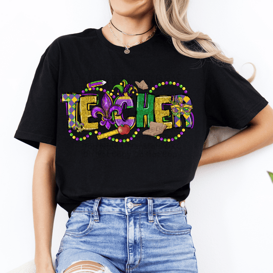 Mardi Gras Teacher DTF Transfer