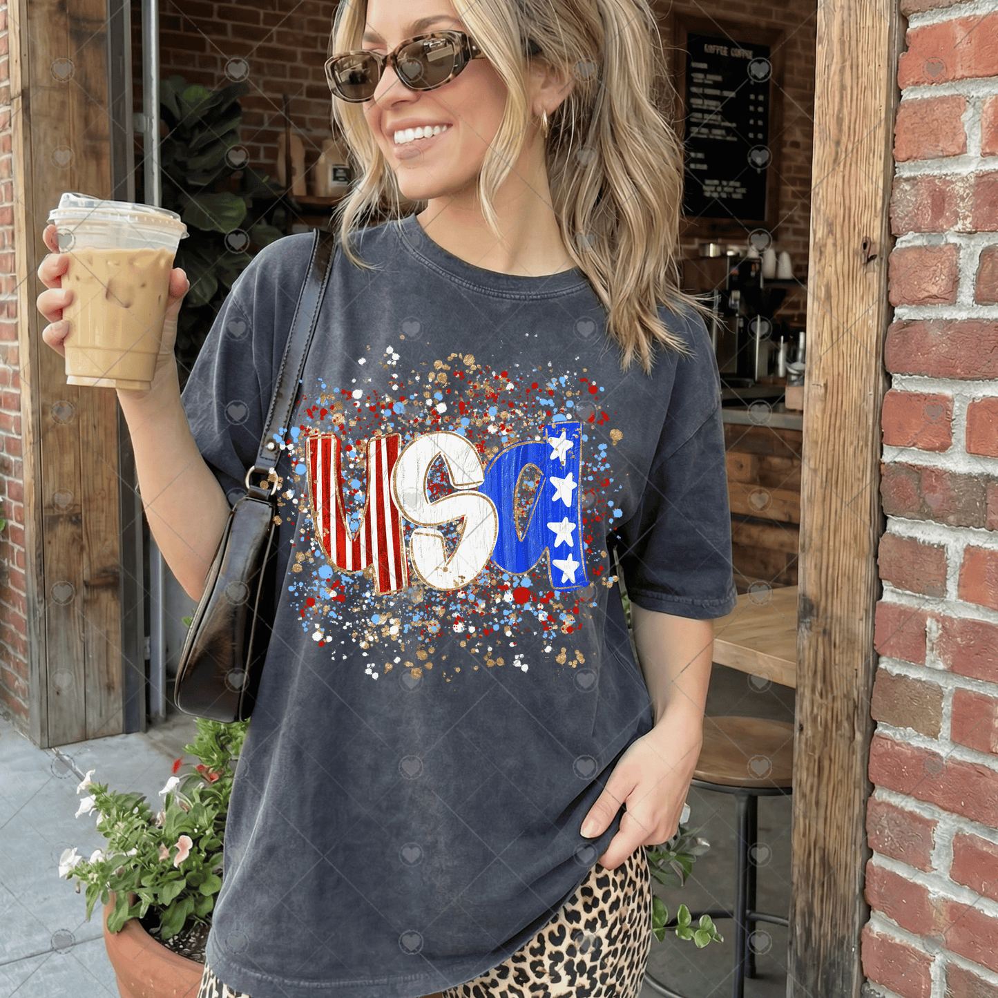 USA paint splatter with Stars and Stripes DTF Transfer