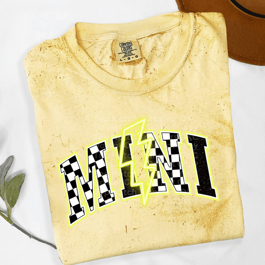 Checkered Mini Neon Yellow DTF Transfer