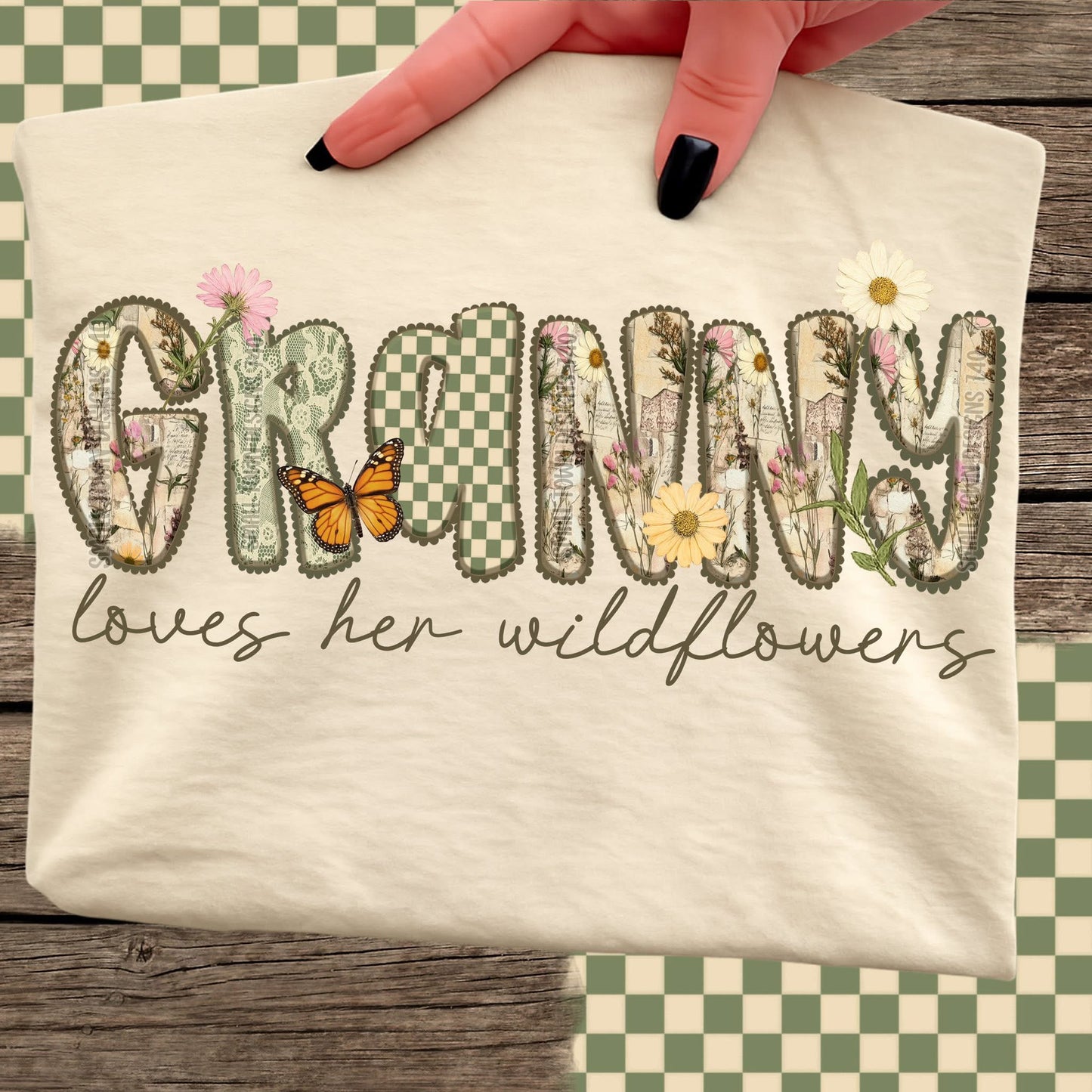 Granny loves her wildflowers DTF Transfer