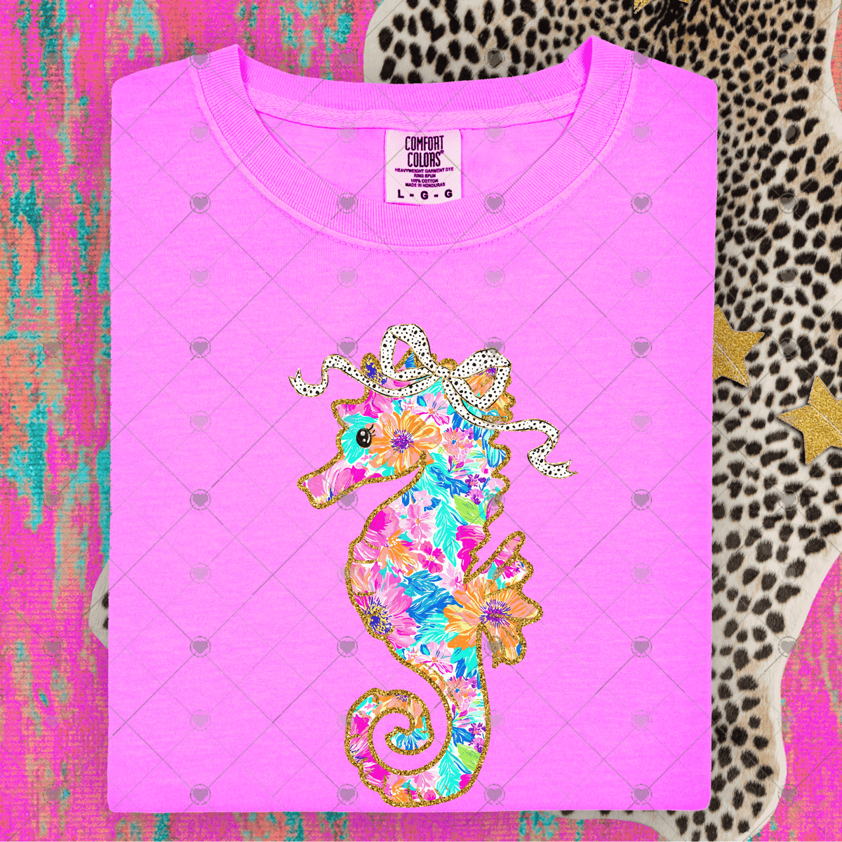 Floral Seahorse DTF Transfer
