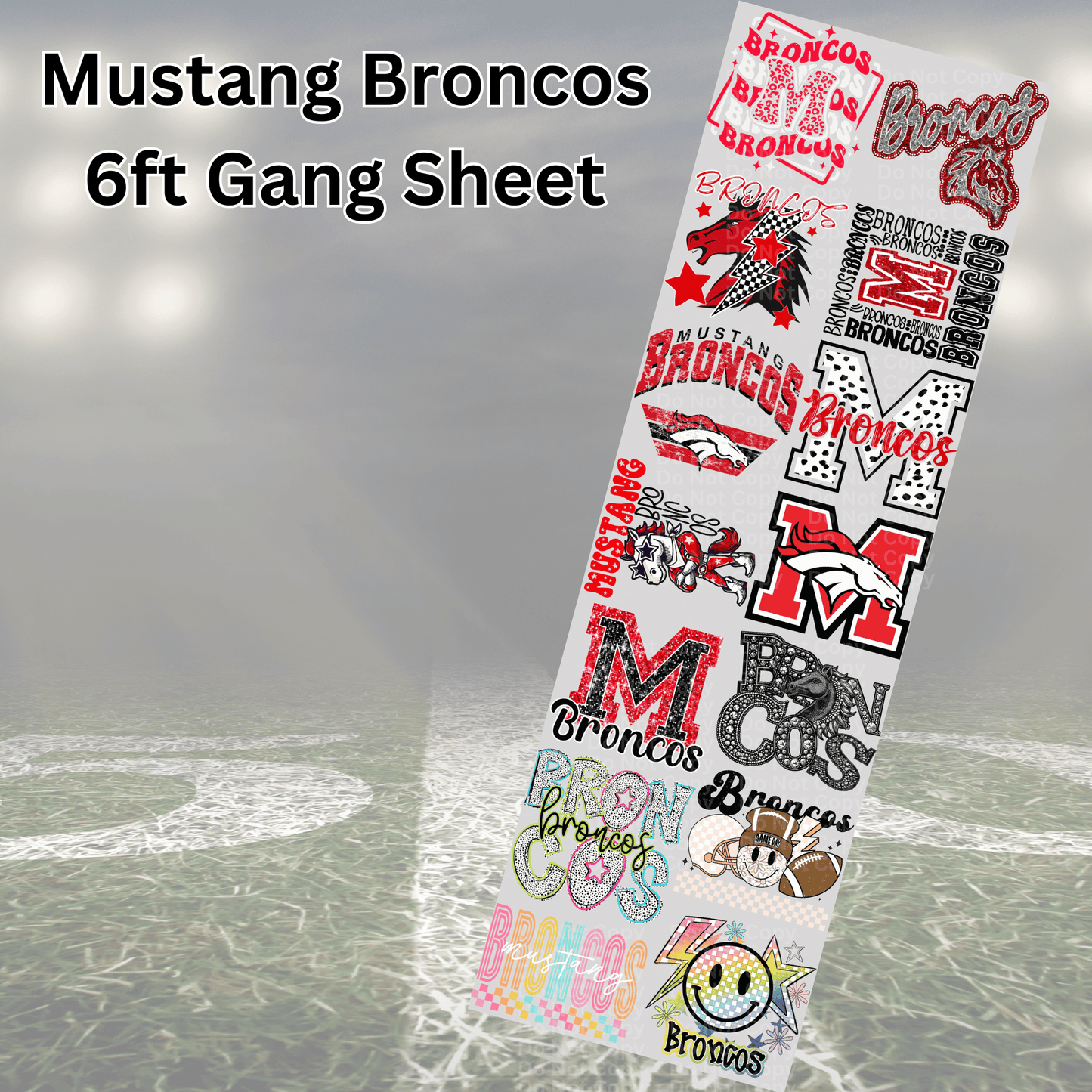 6ft Mustang Broncos Gang Sheet