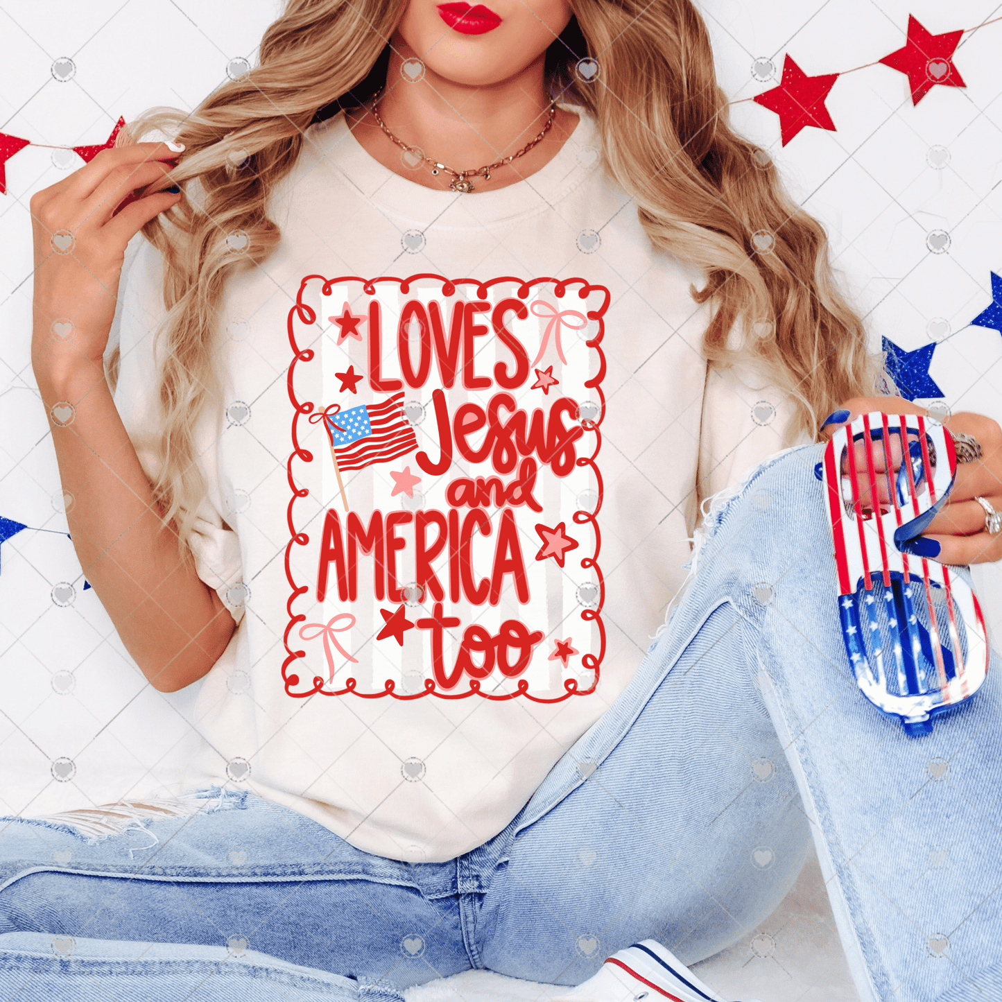 Loves Jesus And America Too DTF Transfer