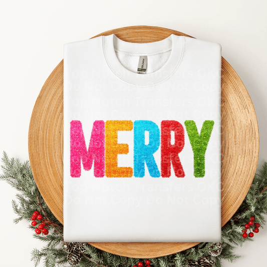 Merry Faux Chenille DTF Transfer