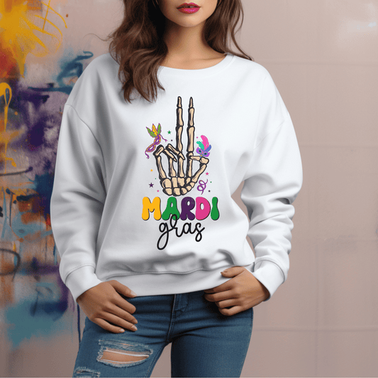 Mardi Gras Skeleton Hand DTF Transfer