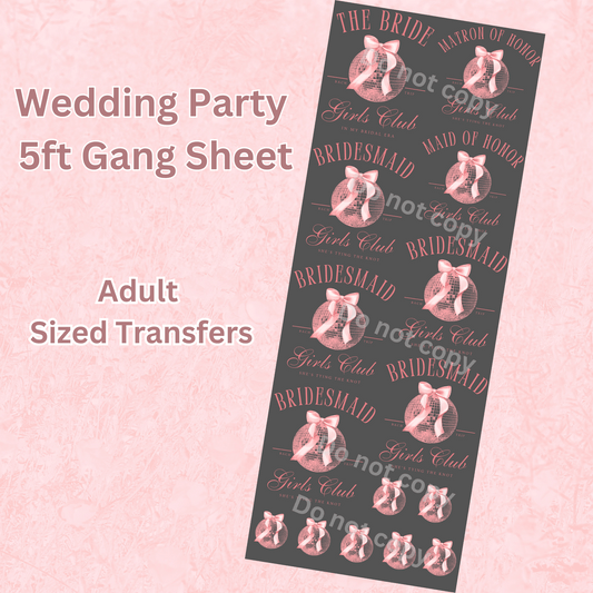 5ft Bridal/Wedding Party Gang Sheet